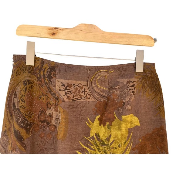 Tweeds Women's A-Line Knee Skirt Brown Floral Paisley 6 - Picture 2 of 10